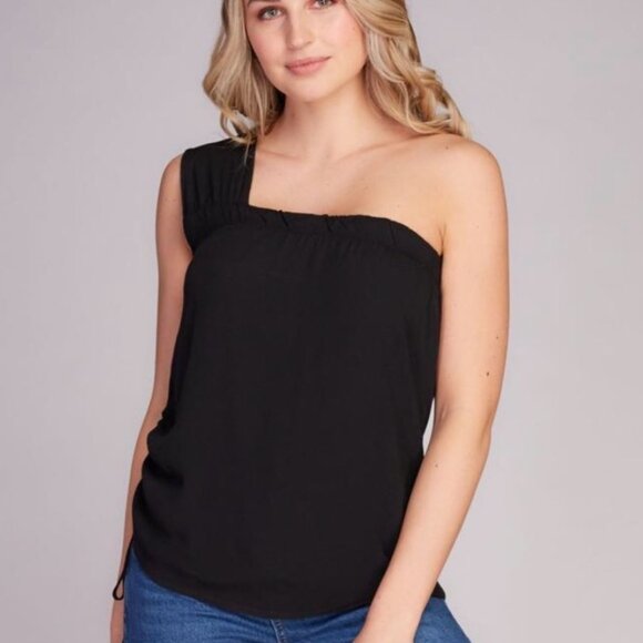 One Shoulder Top with Ruching - Picture 2 of 3